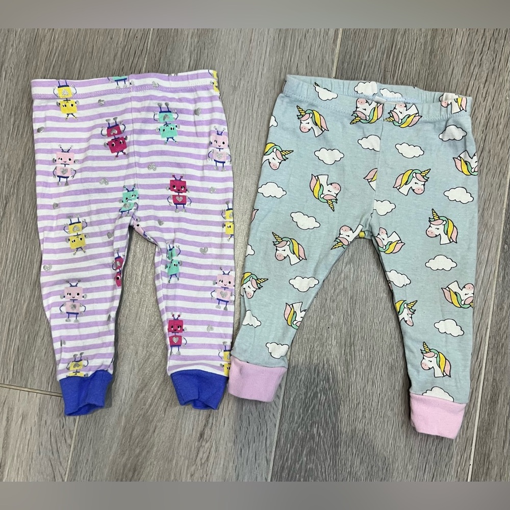 Bundle of 2 pairs of pajama pants. Girls size 12 months.